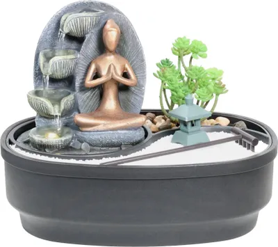 Produktbild von Zimmerbrunnen mit ZEN Garten, Dekobrunnen Modern Namaste für die Wohnung