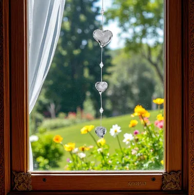Produktbild von Formano Deko Hänger Acryl Herz klar 40 cm Fensterdeko Hängedekoration mit Perlen