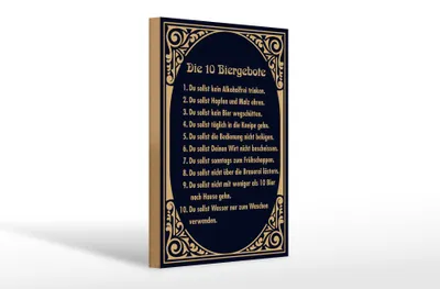 Produktbild von Holzschild Alkohol 20x30cm 10 Biergebote Bier Schild