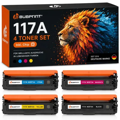 Obrázek produktu pro Toner Bubprint 4, kompatibilní s HP 117A, barvy: černá, azurová, purpurová, žlutá