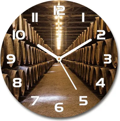 Produktbild von Wanduhr aus Glas 30fi Glasbild Glasuhr Gehärtetes Glas - weisse-zeiger - Wine cellar in Porto