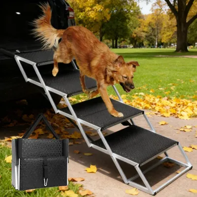 Image de Rampes pour chiens avec 4 marches, pliables et antidérapantes