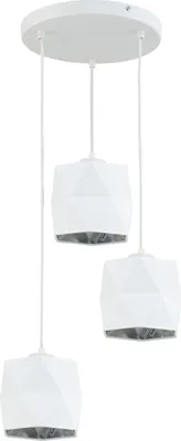 Produktbild von Pendelleuchte Stoff Metall in Weiß Silber 3-flammig E27 Modern Hängelampe Esstisch Wohnzimmer