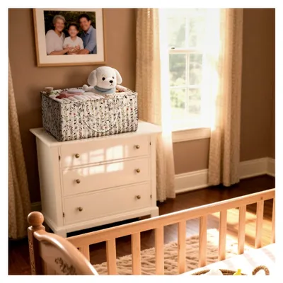 Produktbild von Wickeltisch Organizer, Baby Wickelkommode Organizer, Windeltasche mit Fächern und Griffen, Neugeborenen Essentials, Aufbewahrungskorb für den Wickeltisch