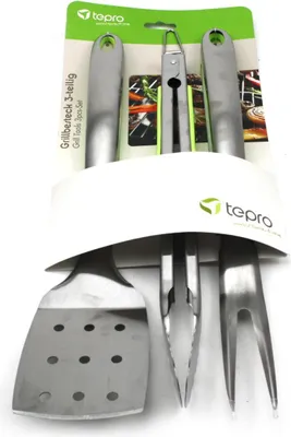 Produktbild von Tepro Grillbesteck 3 teilig Grillzubehör Gabel Zange Wender BBQ Grillzubehör