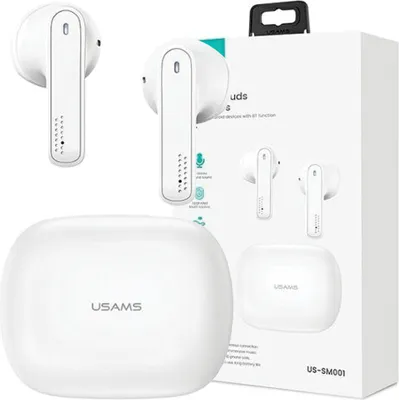 Produktbild von USAMS SM Serie - Bluetooth 5.0 TWS Kopfhörer + Ladetasche (weiß)