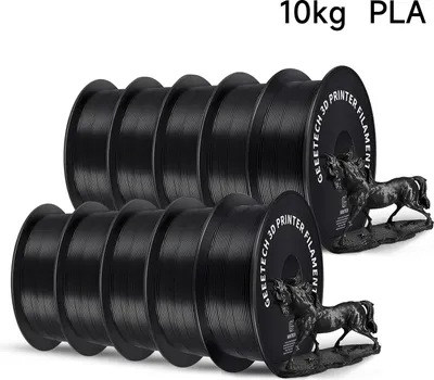 Image de Filament pour imprimante 3D - PLA 1,75 mm - Paquet de 10 kg - Haute précision - Faible retrait - Noir