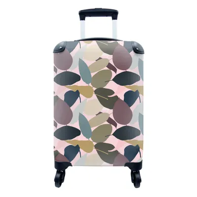 Produktbild von MuchoWow® Koffer Handgepäck Trolley Rollkoffer Kleine Reisekoffer mit 4 Rollen - Tropisch - Blätter - Rosa - Cabin Size < 55x40x23 cm & 55x40x20 cm - Fotokoffer - Kabinenkoffer - Boardgepäck - Reise-Box - Reisekoffer - Reisegepäck - Koffer mit Bild - Trolley für Kinder