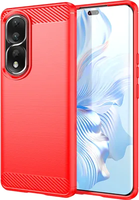 Produktbild von Honor 80 Pro Hülle, Carbon-Faser TPU Silikon Stoßfest Schutzhülle für Honor 80 Pro Rot