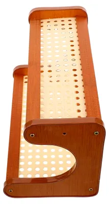 Produktbild von Eckregal für Schreibtische aus Holz und Rattan für Bürobedarf, zweistöckiger Organizer für Schreibtische