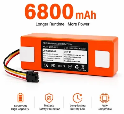Obrázok produktu pre Nabíjateľná batéria pre robotický vysávač – náhradná batéria MI-S50 – 6800 mAh, vysoká kapacita, lítiová (Li-Ion), dlhá životnosť, kompatibilná s modelmi S50, S51, S55, S60, S65