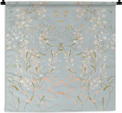 Produktbild von MuchoWow® Wandteppich Wandbehang Blau - Design - Blumen - Pastell 90x90 cm Tapisserie Dekoration Wandtuch - Wandaufhänger