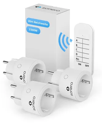Productafbeelding van Draadloze stopcontactenset - Afstandsbediening - 3 stopcontacten - 2300 W - Wit - 30 m bereik