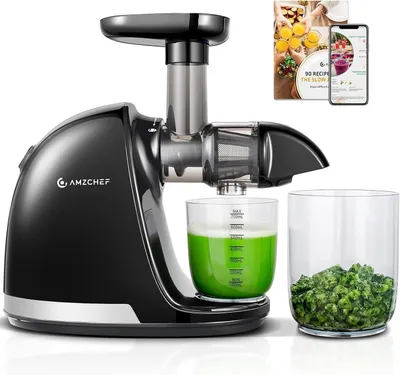 Produktbild von AMZCHEF Slow Juicer ZM1501 Entsafter 4 in 1 mit Schneckentechnologie nährstoffschonend Edelstahlfilter für Obst und Gemüse klarer Saft