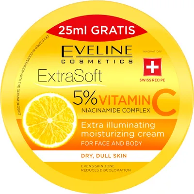 Obrázok produktu pre Eveline Extra jemný rozjasňujúci krém na tvár a telo 5% vitamín C + niacínamid