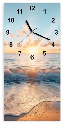Produktbild von Wanduhr aus Glas mit Motiv Strand Sonnenuntergang- 30 x 60 cm - inkl. Aufhängesystem