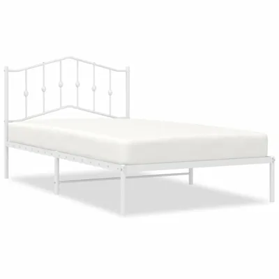 Produktbild von Bettgestell mit Kopfteil Metall Weiß 100x200 cm