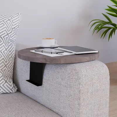 Obrázok produktu pre Podnos na kávu "Kuleskyd" nastaviteľný Ø34 cm kovový držiak mramorový vzhľad, sivý