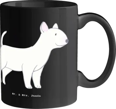 Produktbild von Mr. & Mrs. Panda Teebecher Bullterrier Kraftpaket - Schwarz - Geschenk, Hunderassen, Hunderasse, energiegeladene Hunde, Kaffeetasse, Teetasse, haferl, Tasse, Kaffeebecher