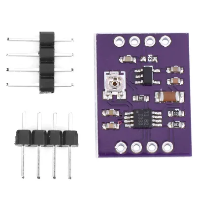 A top-down view of electronic components on a white background.