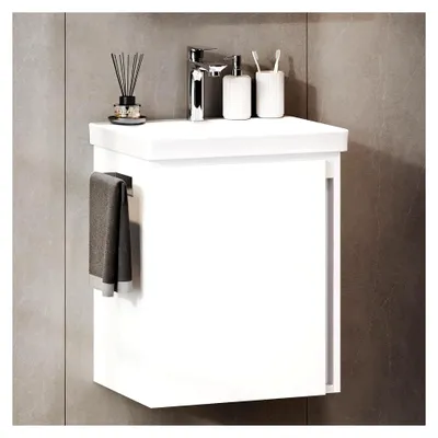 Produktbild von Waschtisch mit Unterschrank 50 cm, hängender Waschbeckenunterschrank, Soft-Close, Badmöbel Set mit Waschbecken, weiß