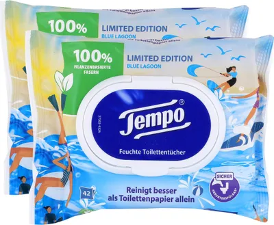 Produktbild von Tempo Feuchte Toilettentücher Blue Lagoon 42 Tücher (2er Pack)