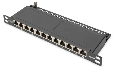 Immagine prodotto di DIGITUS Patchpanel 10" Cat6A 12x RJ45 0,5HE geschirmt schw