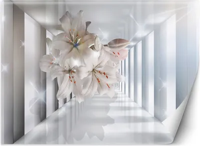 Produktbild von Vlies fototapete für das Zimmer Blumen in einem 3D-Tunnel 368x254 cm Feeby Grau inkl. Kleber einfache Montage