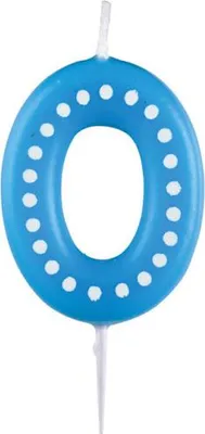 Obrázek produktu pro Narozeninová svíčka 6,5cm s puntíčky číslo 0 MIX barev