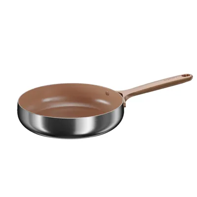 Produktbild von BergHOFF Home Bratpfanne Ø 24 cm Edelstahl, keramische Antihaftbeschichtung,  PTFE frei, für alle Herdarten, Warm Blush
