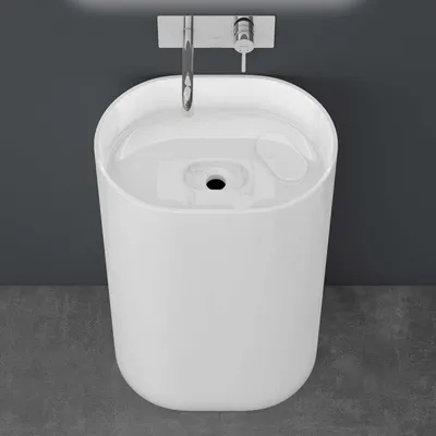 Produktbild von doporro freistehendes Standwaschbecken BTH: 55x40x85cm weiß aus Gussmarmor Waschtisch Waschplatz Standsäule Colossum45