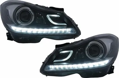 Image de LED TFL Phares pour Mercedes Classe C W204 S204 MOPF 2011-2014 Noir.