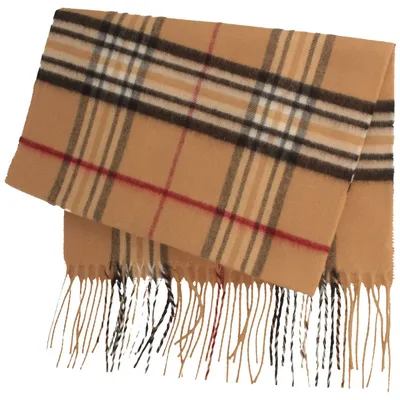 Feiner Cashmink Tartan-Karo Schal mit Fransen von Hut-Breiter in beige