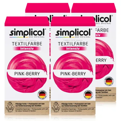 Produktbild von Simplicol Textilfarbe intensiv Pink-Berry Flüssigfarbe, Fixierer (4er Pack)