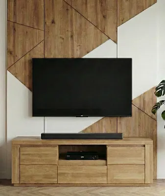 Produktbild von Fernsehtisch 140 cm Eiche Massivholz-Front Lowboard mit Kabeldurchlass geölt