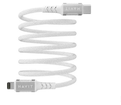 Obrázek produktu pro Havit 6939119077570, 1 m, Lightning, USB C, Stříbrná, Bílá, 4 mm, Čína