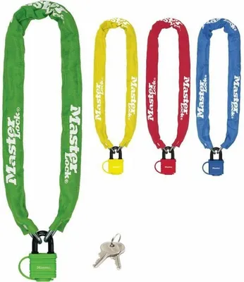 Obrázek produktu pro MASTER LOCK 8390EURDPROCOL, Řetězový zámek, Modrá, Zelená, Červená, Žlutá, Ocel, Vinyl, Ocel, Nylon, Vinyl, Ocel
