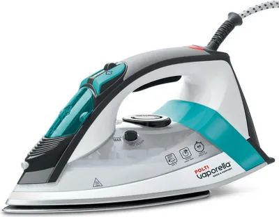 A studio shot of a POLTI VAPORELLA QUICK & COMFORT QC110 iron against a white background.
