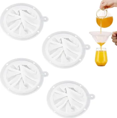 Produktbild von 4-Stück-Satz Feines Sieb - Weißes Feinsieb Set mit 200/300/400/450 Mesh für Küche, Milch, Saft, Wein, Sojadrink und mehr | Sieb Fein für Feinfilterung