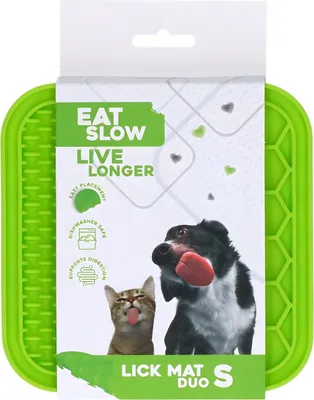 Image de Eat Slow Live Longer Tapis à lécher avec picots et nid d'abeille vert, Taille : L