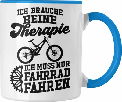 Produktbild von Trendation - Fahrrad Radfahrer Geschenk Rennrad Bike Geschenkideen Tasse Fahrradfahrer Kaffeetasse Therapie (Blau)