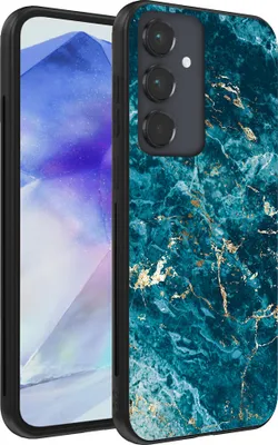 Produktbild von Handyhülle passend für Samsung Galaxy A55 mit Marmordruck - TPU Back Cover Case Marmor Design - Blau