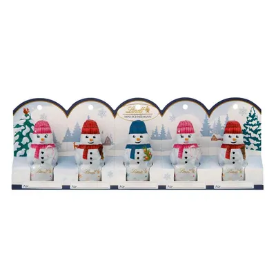 Produktbild von Lindt Mini Schneemänner Figuren aus Alpenvollmilchschokolade 50g