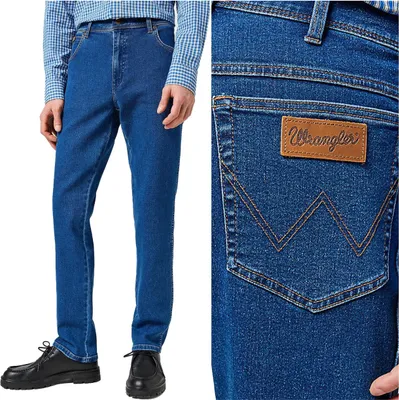 Zdjęcie produktu dla WRANGLER, jeansy męskie, krój slim fit, kolor MIDNIGHT SHADOW, model W12S017436, rozmiar W32 L34, niebieskie, jeans, spodnie typu baggy, spodnie luźne