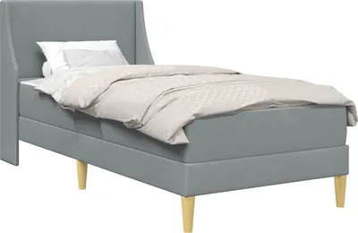Zdjęcie produktu dla vidaXL Rama łóżka z materacem Jasnoszary 90 x 200 cm Poliester