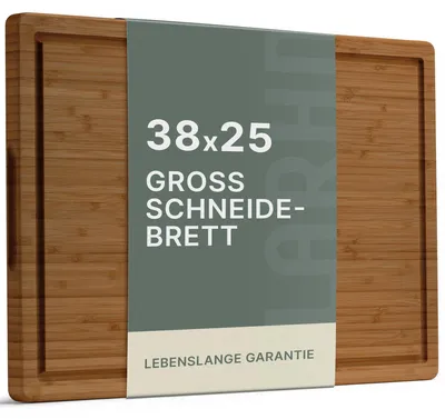 Productafbeelding van Bamboe Snijplank met Handvat en Sapgoot - 38,5x25x2 cm