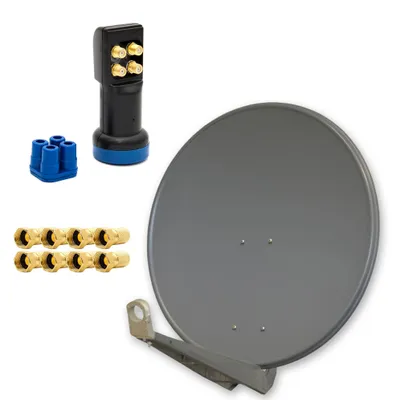 Produktbild von PremiumX DELUXE80 Sat Anlage 80 cm Alu Quad LNB 4 Teilnehmer FULLHD 3D