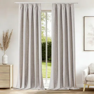 Immagine prodotto di Tende oscuranti, 225 x 140 cm, set di 2, 100% oscuranti, aspetto simile al lino, ideali per la camera da letto