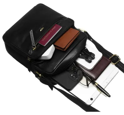 Obrázek produktu pro Peterson pánská kožená crossbody taška černá 22x19 cm