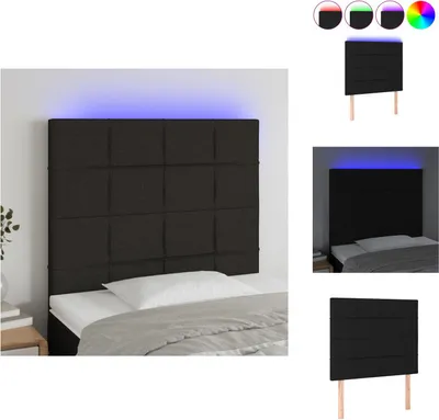Produktbild von vidaXL LED Kopfteil Schwarz 90x5x118/128 cm Stoff -  Kopf- & Fußenden